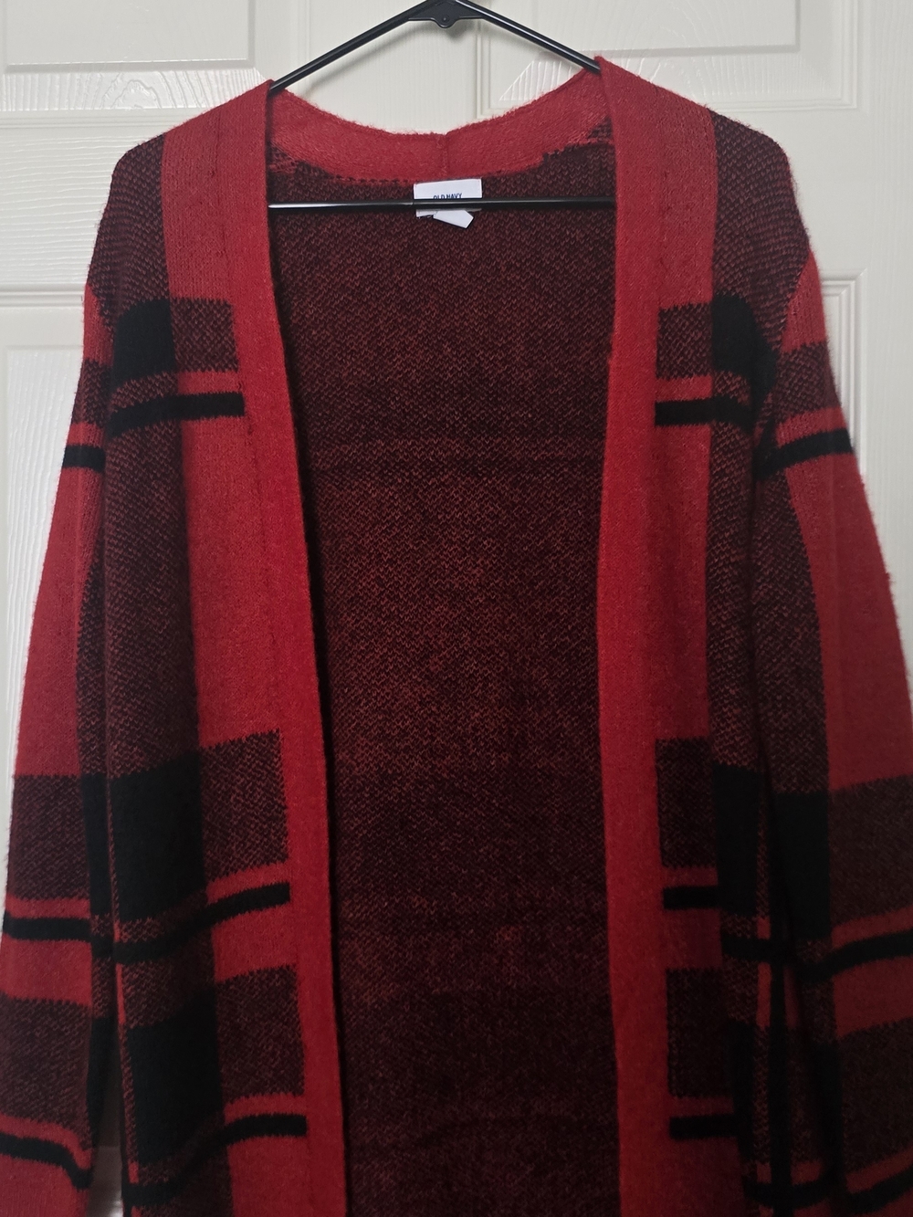 Women’s Red and Black Open Cardigan Sweater - Old Navy